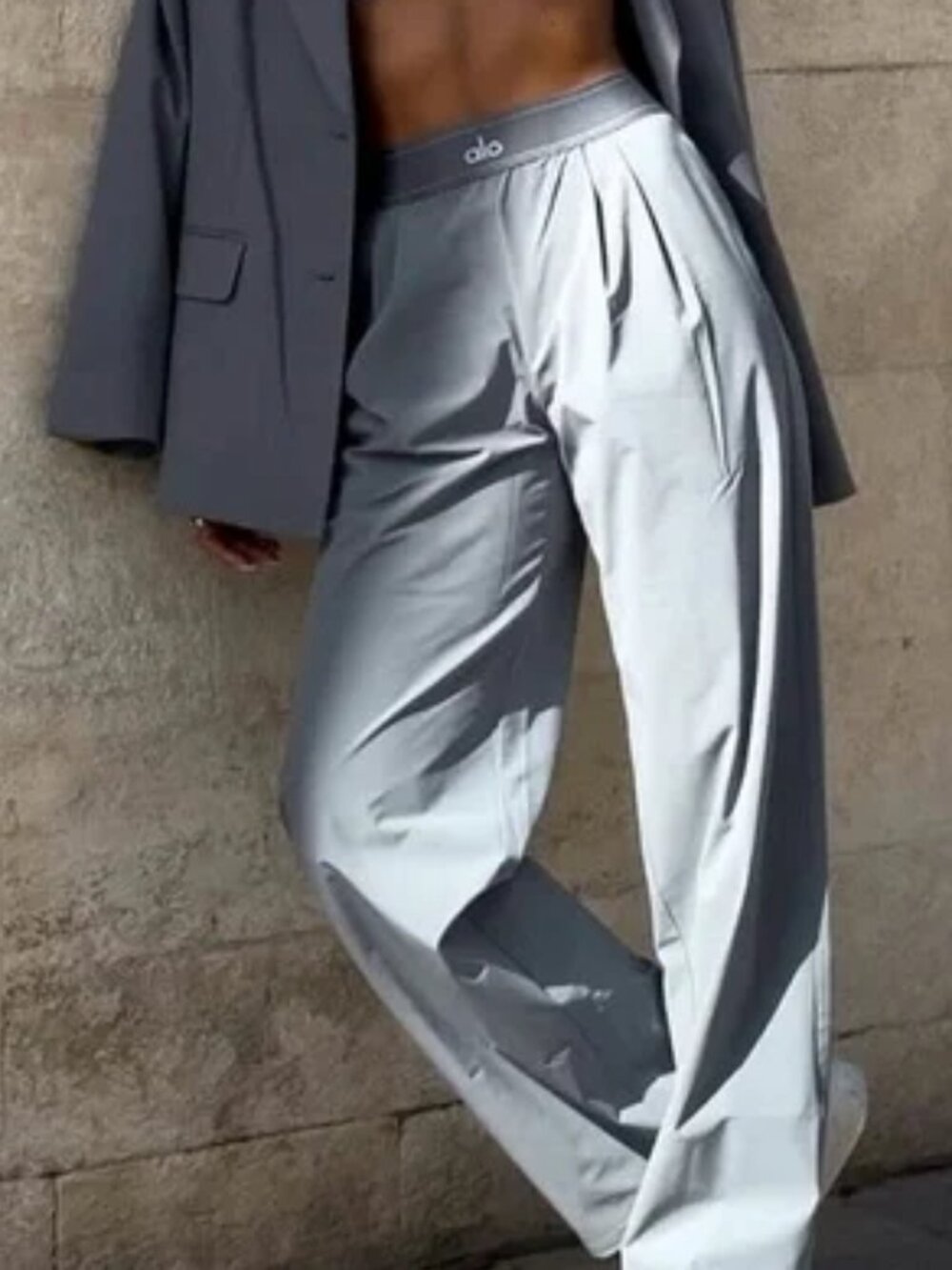 Steel Grey Suit Up Trouser From Alo Yoga💥Cool Girl Straight Leg Pants Regular😎 - Picture 8 of 8